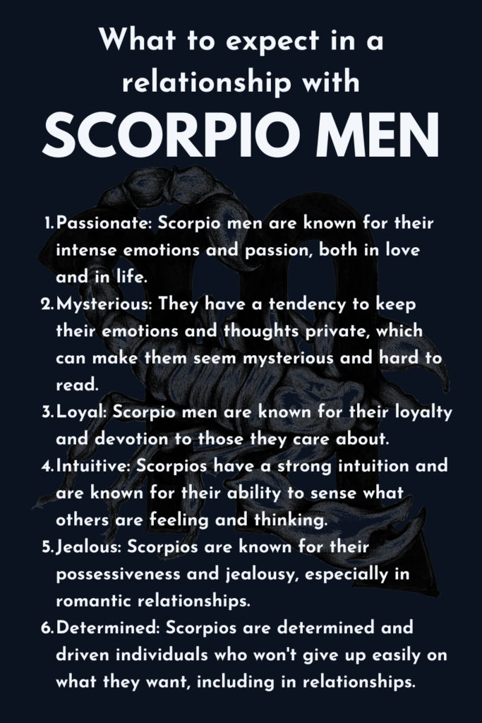 Watercolor images of a scorpion and the sign of Scorpio. What to expect in a relationship with Scorpio men.