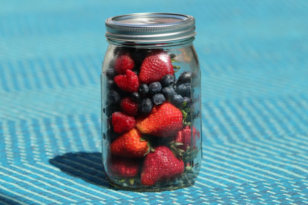 Berries in a mason jar
