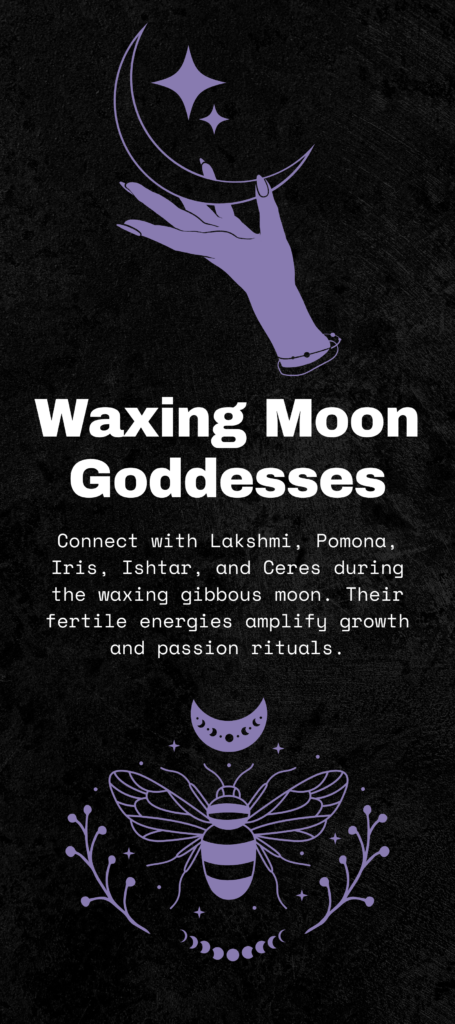 Goddess energies of the waxing moon