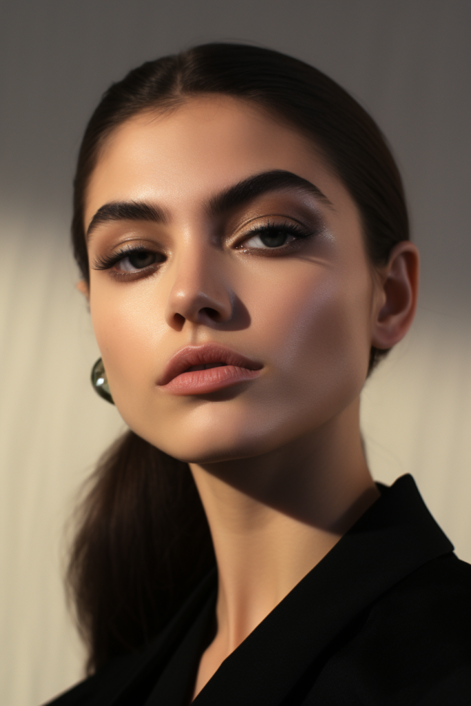 12 Bold brows, contoured cheeks, and nude lips for a powerful contour