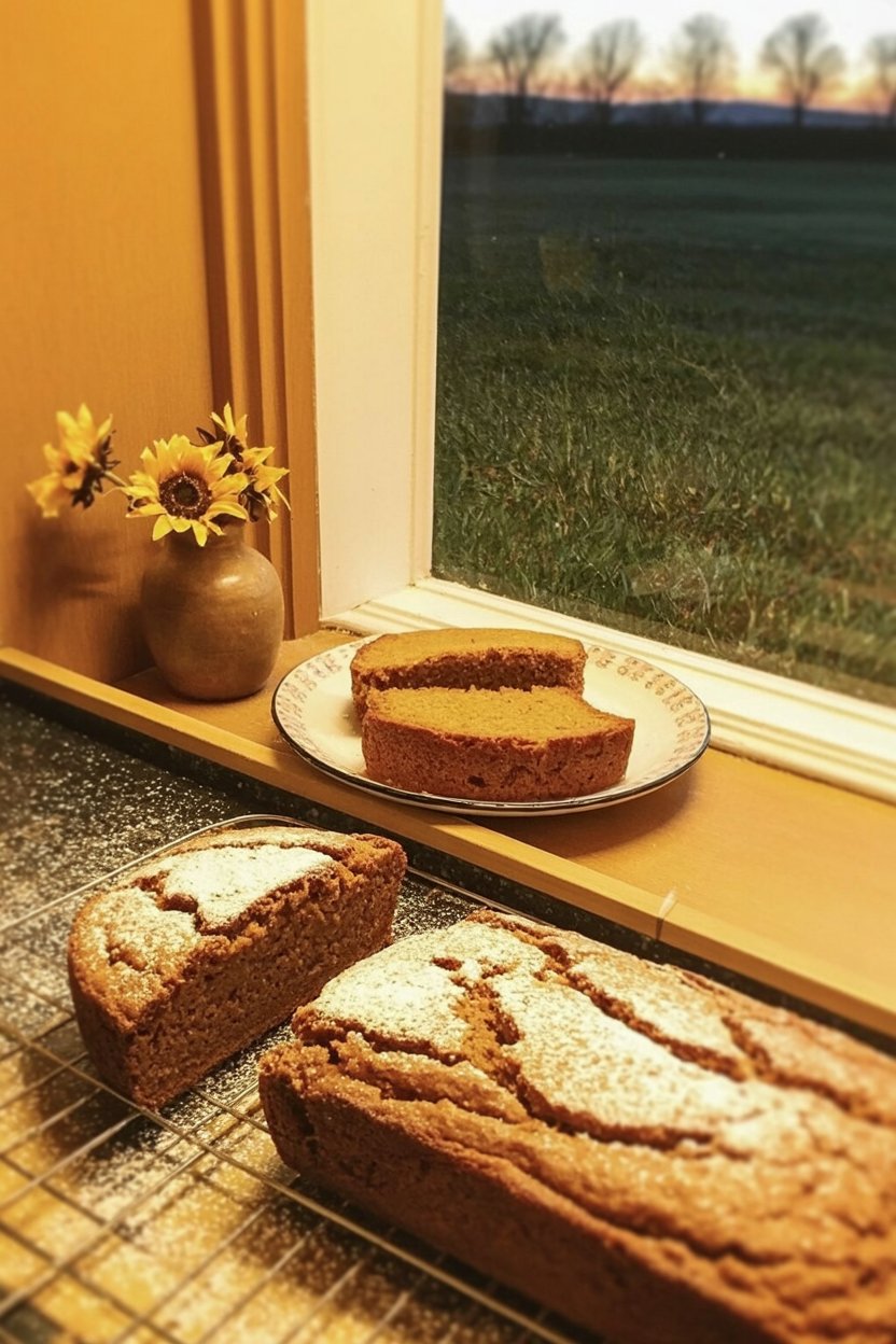 Two loaves cool by the window as October sun sets over bare trees Two loaves mean division of harvest: one feeds your household, one feeds spirits or community. This kitchen reality of abundance and sharing mirrors Samhain's core principle that the harvest belongs to both living and dead. Sunflowers bring solar correspondence (fire element, abundance) as counterweight to the season's lengthening darkness visible through the window, where bare deciduous trees mark agricultural death. The moment between baking completion and offering placement creates threshold timing. October 30th evening baking produces bread ready for Samhain eve while your kitchen still carries cinnamon and nutmeg scent, anchoring transformation in sensory memory.
