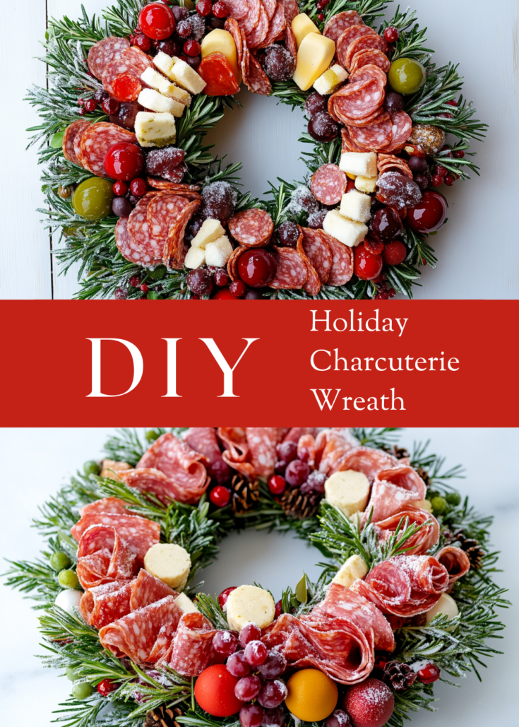 Decorative Image | Charcuterie Wreath: A Festive and Magical Yule Centerpiece | A charcuterie wreath is a creative and visually stunning way to bring the festive spirit of Yule or the Winter Solstice to your table. This culinary masterpiece is a circular arrangement of meats, cheeses, herbs, and accompaniments that resembles a traditional holiday wreath. It serves as both an appetizer and a centerpiece, blending flavor, art, and magic into one memorable dish.