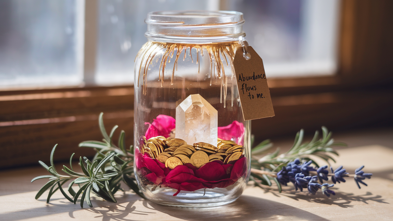 Decorative Image | How to Create a Manifestation Jar | Creating a manifestation jar is a powerful way to focus your energy and set your intentions in motion. This simple yet transformative practice allows you to turn your dreams into a physical representation, serving as both a reminder and a tool to manifest your goals.