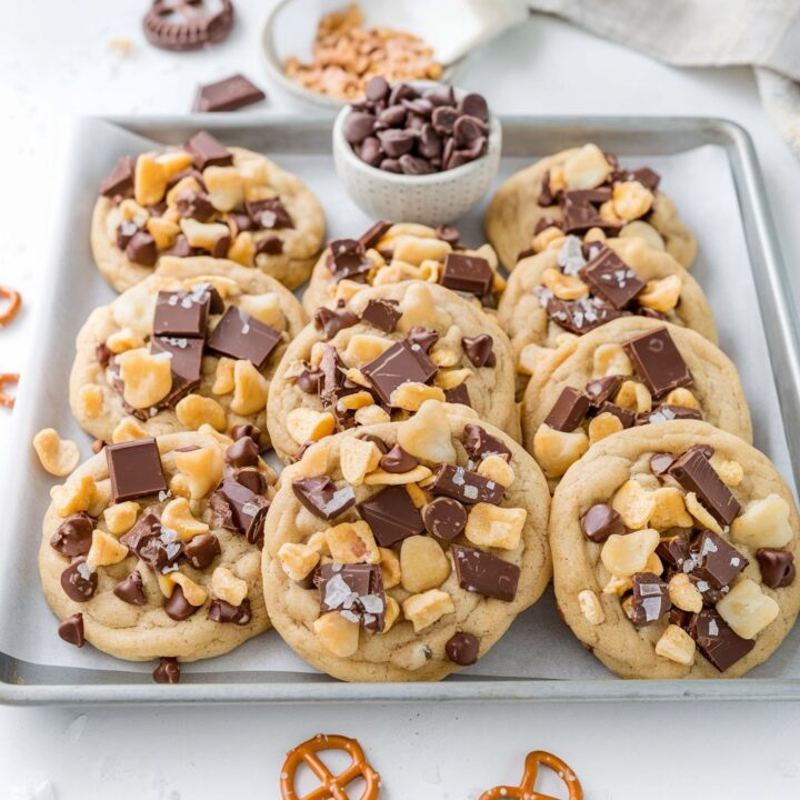 A collection of decadent cookies with festive toppings, arranged in a visually stunning tray, ready to be served at winter solstice or holiday gatherings.