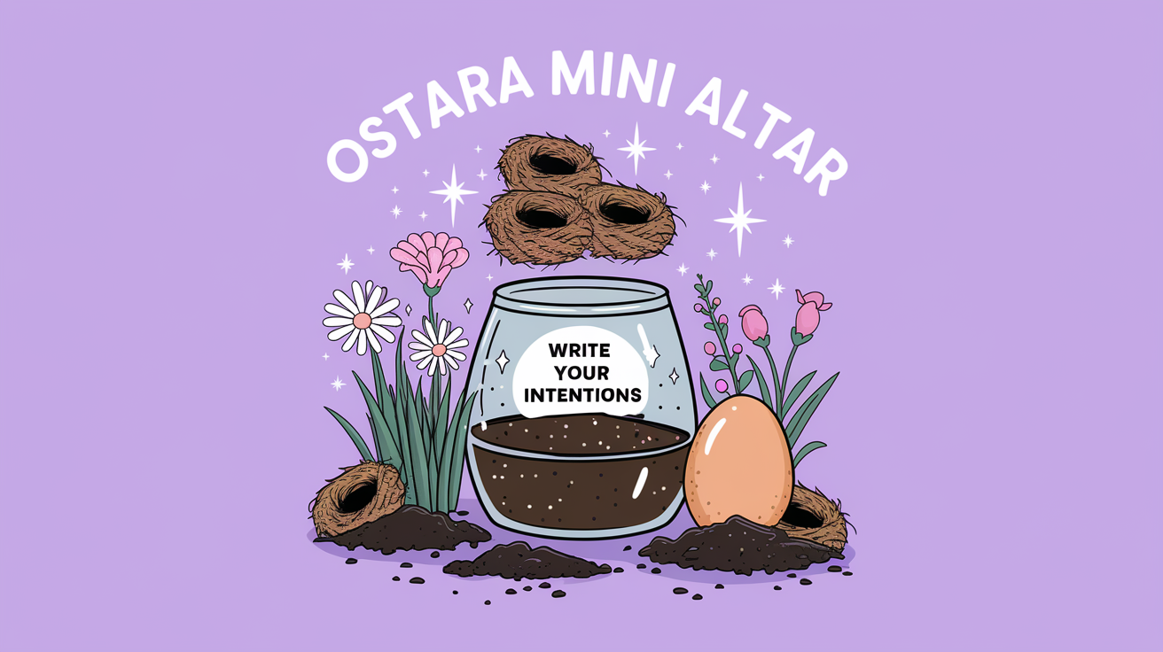 Spring Equinox Jar Filler Ideas Decorative Image | Ostara Mini Altar: Spring Equinox Spell Jar Guide for Renewal | A Spring Equinox spell jar is a simple yet powerful tool for renewal and balance during this transitional season. Spell jars are small containers, often glass jars or vases, that hold ingredients chosen to represent specific intentions. For the Spring Equinox, these jars embody the energy of growth, harmony, and new beginnings.