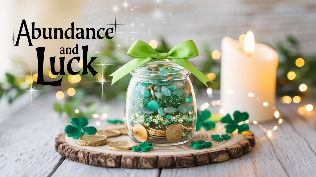 A minimalistic spell jar showcasing layers of almonds, rice, and dried citrus slices, paired with bay leaves and cinnamon sticks for energy and protection. This jar combines symbolic ingredients to focus your manifestation on attracting good fortune and renewed strength.