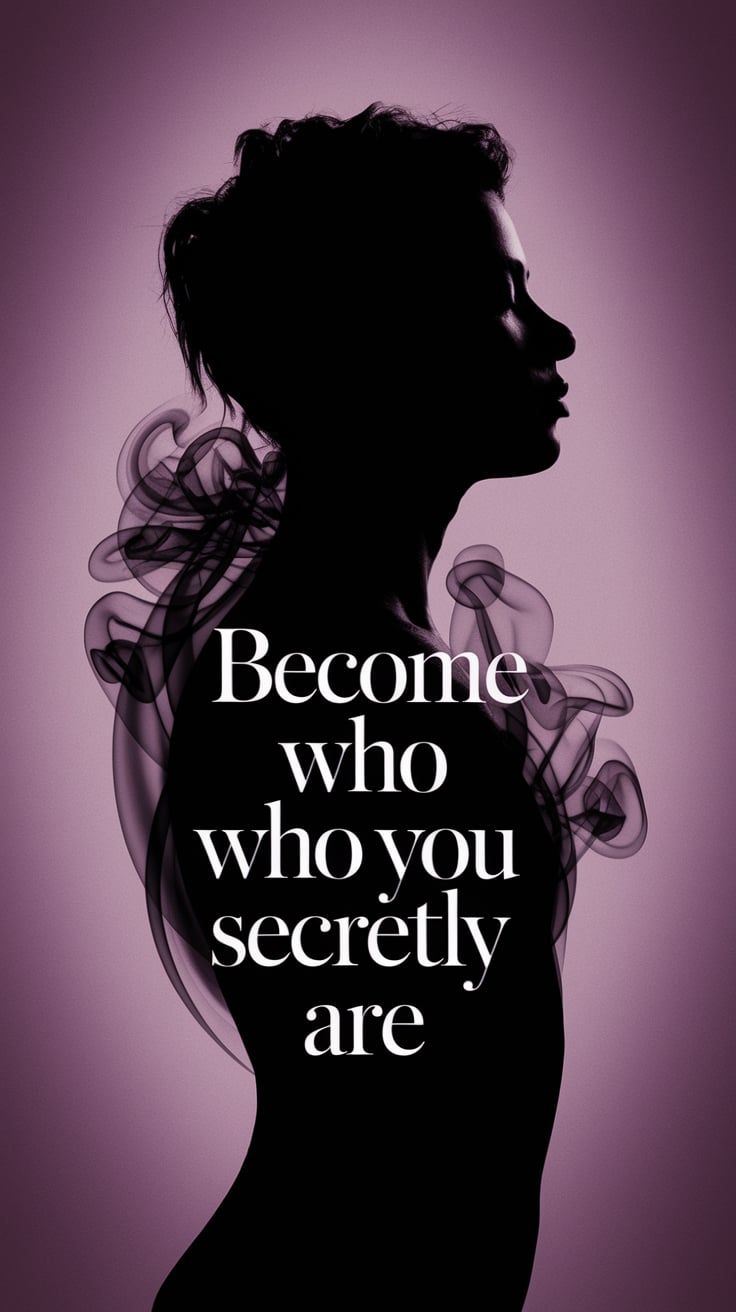 10 Powerful Ways to Use Vampire Energy for Personal Transformation 2 A side profile silhouette of a person with closed eyes and a shadowy, smoke-like aura unfurling from their chest. The image is high contrast: soft black on a plum-gray gradient. Centered in the smoke is the phrase “Become Who You Secretly Are” in tall, narrow serif. It almost blends in—evoking hidden depth and personal evolution.