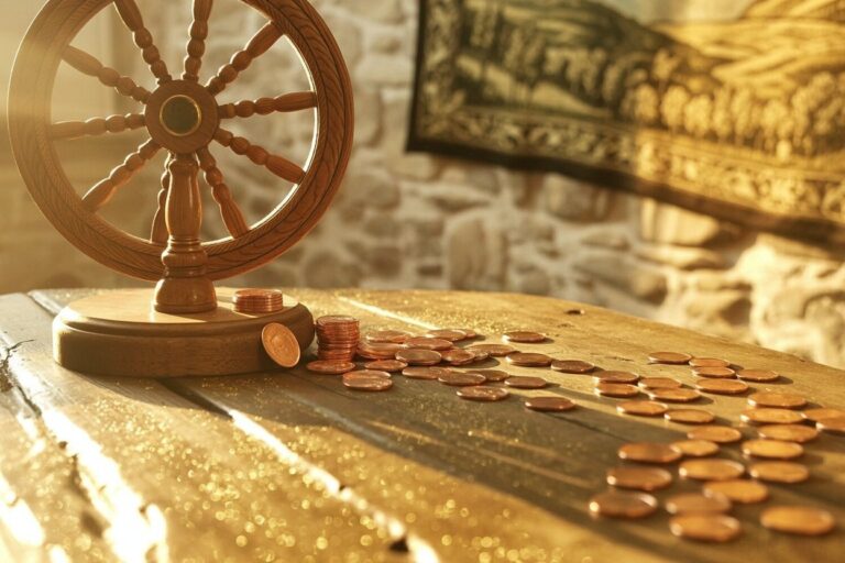 This wooden wheel with scattered copper coins demonstrates sympathetic magic at work. The physical wheel placed on your altar creates a direct connection to the conceptual Wheel of Fortune. Each spoke represents a position—top, bottom, rising, falling—while the copper offerings scattered across the wood signal material exchange. Romans understood that physical objects activate spiritual realities when properly positioned and consecrated through prayer.